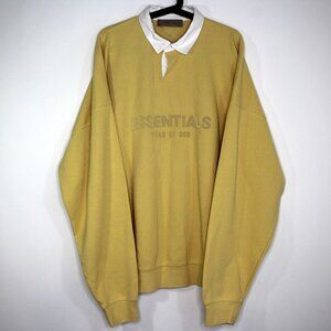 Essentials Fear Of God Mens Large Oversized Waffle Rugby Polo Shirt N1296